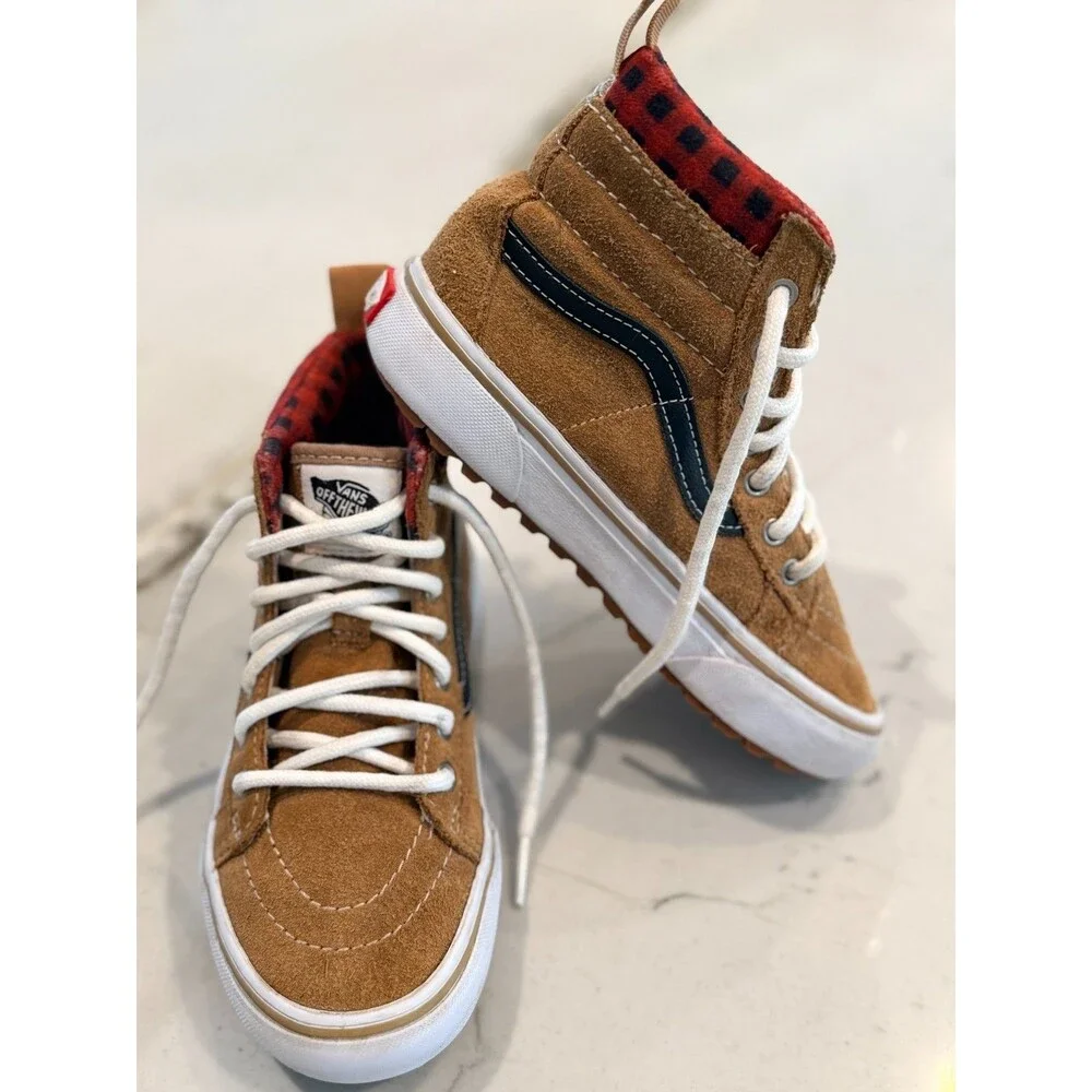 Vans Sk8-Hi MTE-1 Plaid Brown Youth SZ 1